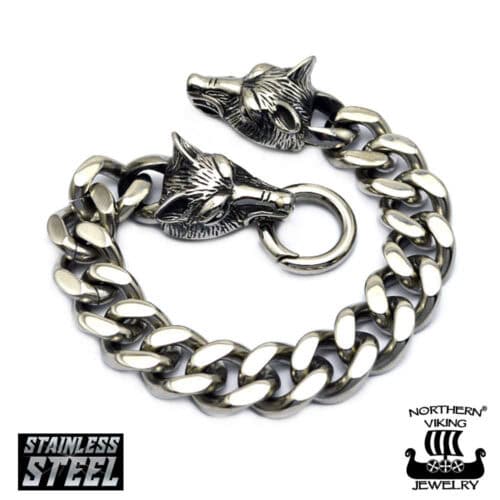 northern viking rannekoru steel chain wolf head