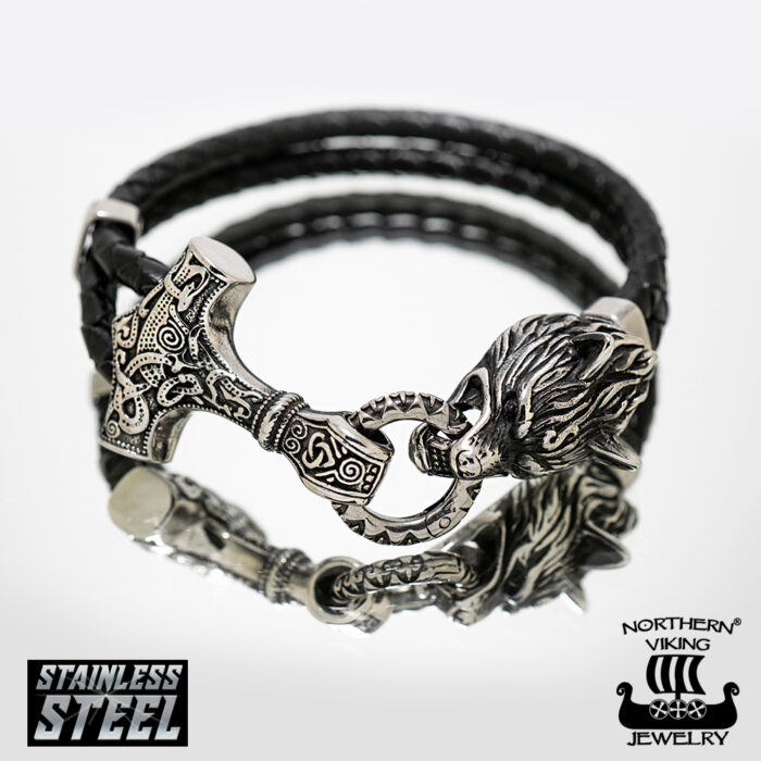 Northern Viking-Rannekoru "Thor's Hammer Wolf Bracelet"