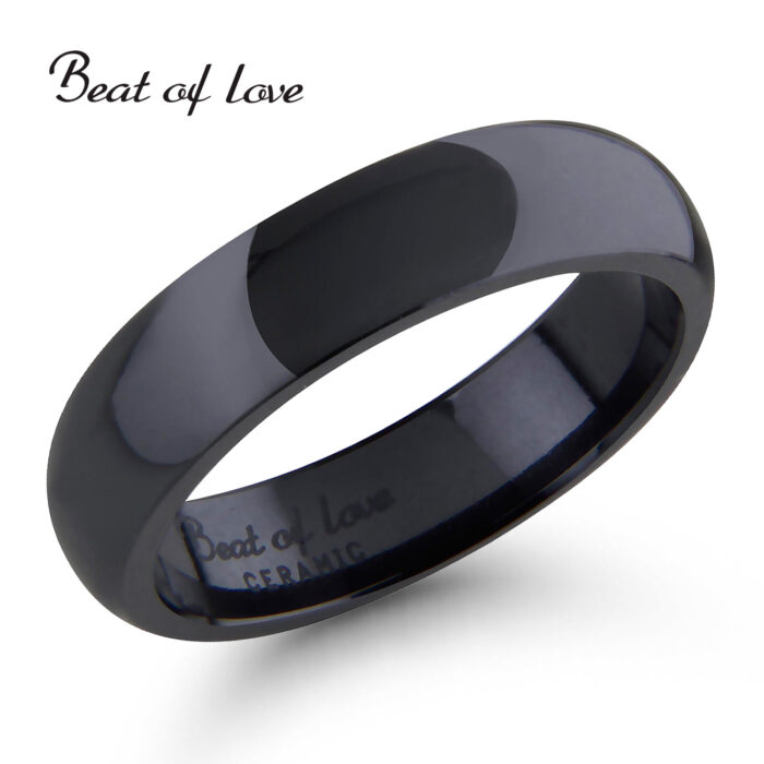 Beat of Love keraaminen sormus musta 5mm sileä CR-001-5mm