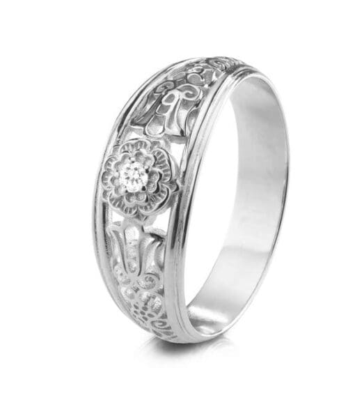 Lumoava Metsäkukkia sormus valkokulta