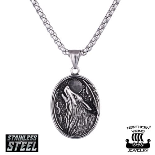 Northern Viking Jewelry-riipus Wolf & Moon