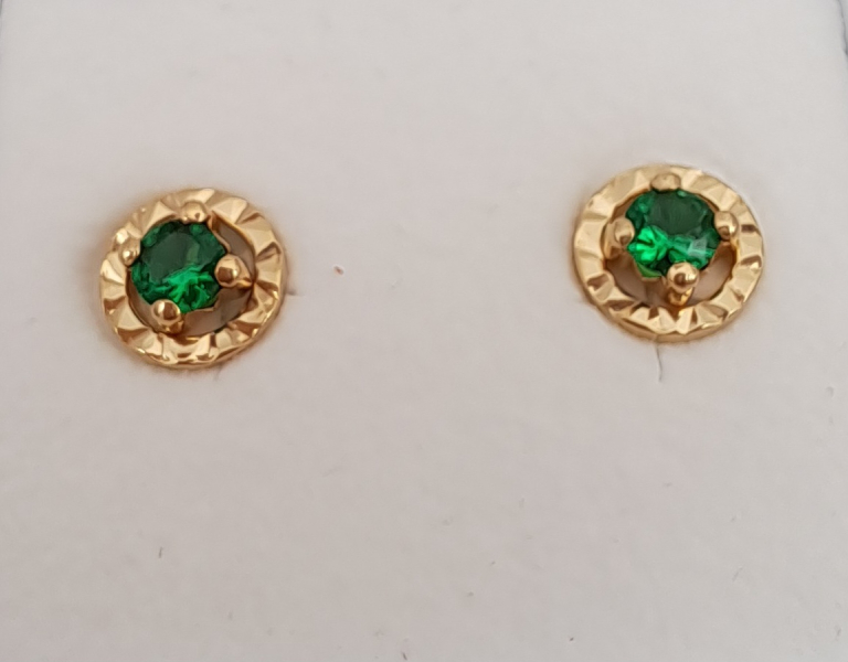 Kultaiset korvakorut vihreä kivi LME-5347