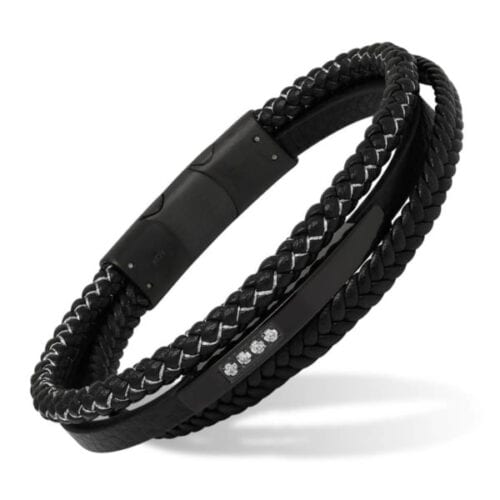 Musta nahkarannekoru SSLB-121B musta