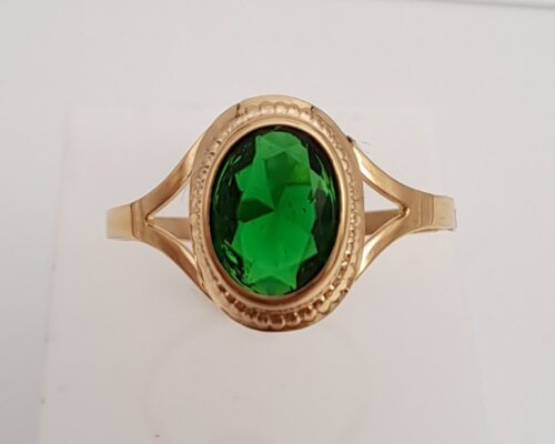 Kultainen sormus vihreä kivi 70054