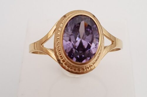Kultainen sormus violetti kivi 70054