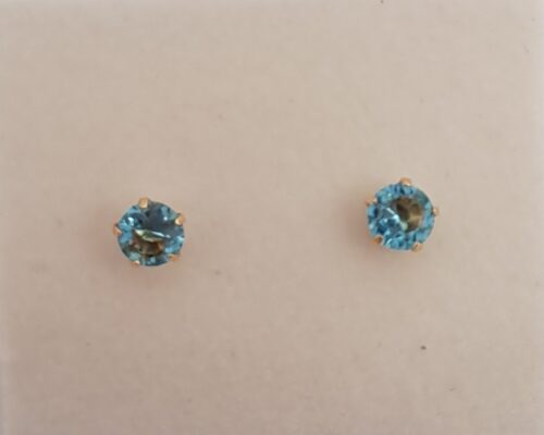 Kultaiset korvakorut sininen kivi 4 mm