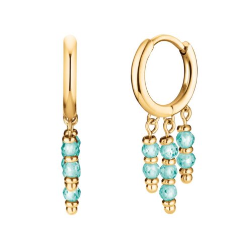 Rosefield – Blue Hanging-beads Hoops – korvakorut kullattu