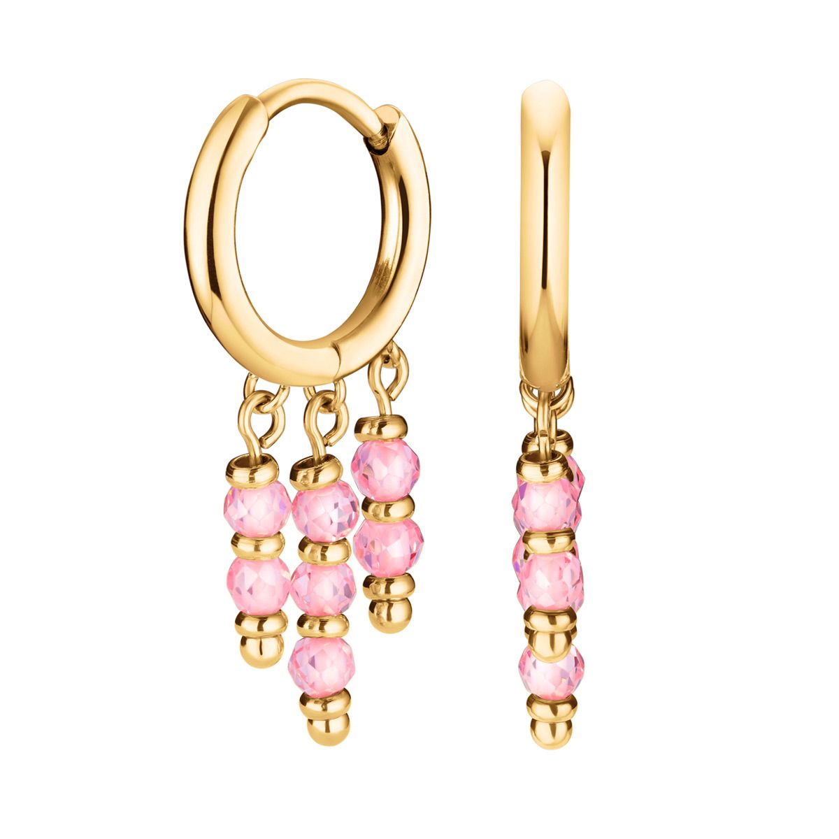 Rosefield – Pink Hanging-beads Hoops – korvakorut kullattu