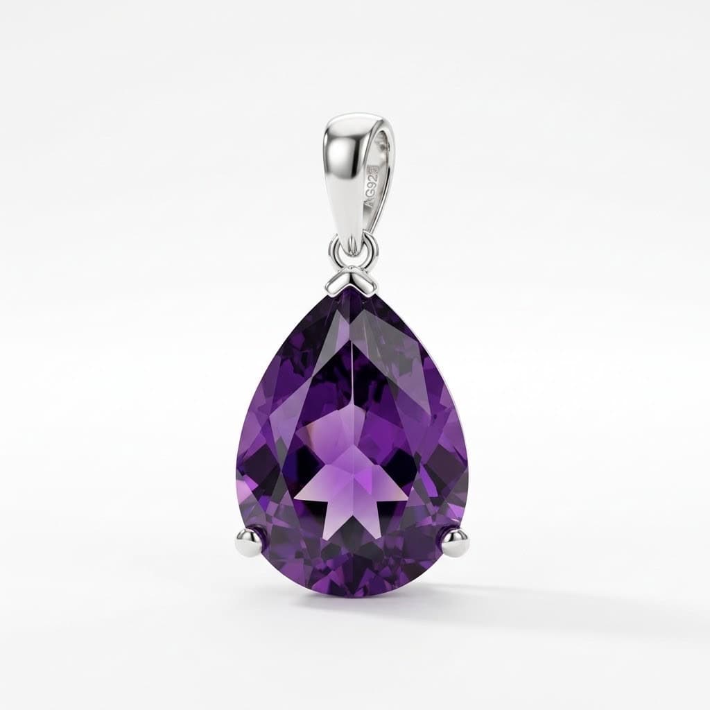 Hopeinen riipus violetti kivi