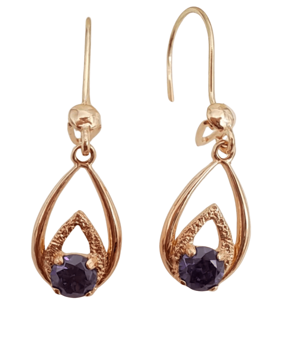 Kultaiset korvakorut violetti kivi 05181