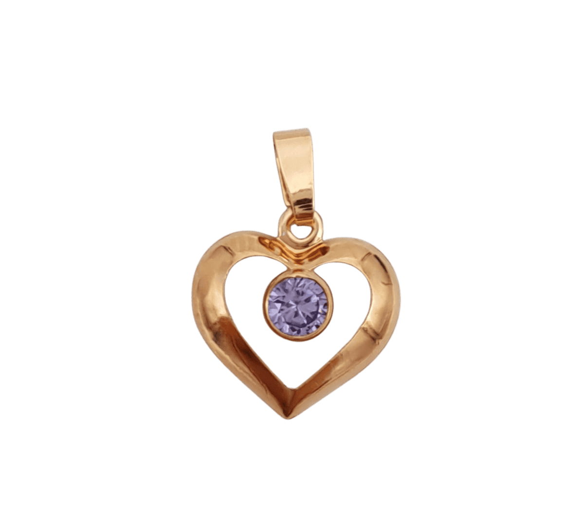 Kultainen sydänriipus violetti kivi 10349
