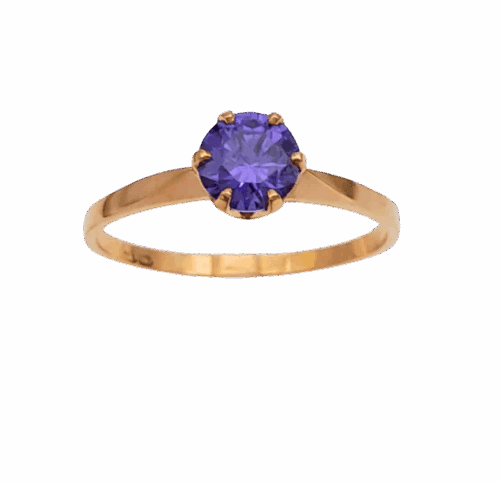Kultainen sormus violetti kivi 70022