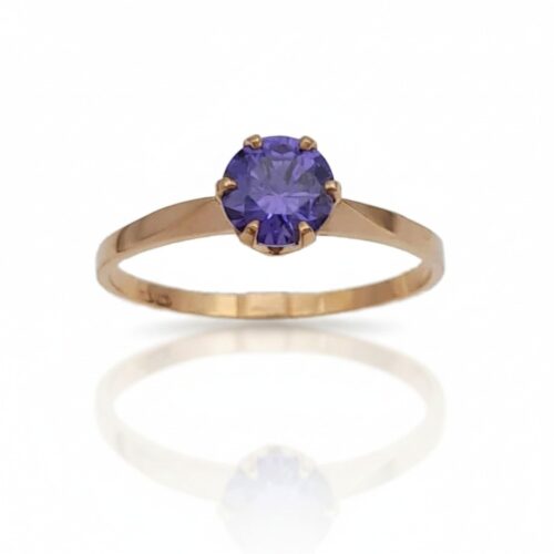 Kultainen sormus violetti kivi 70022