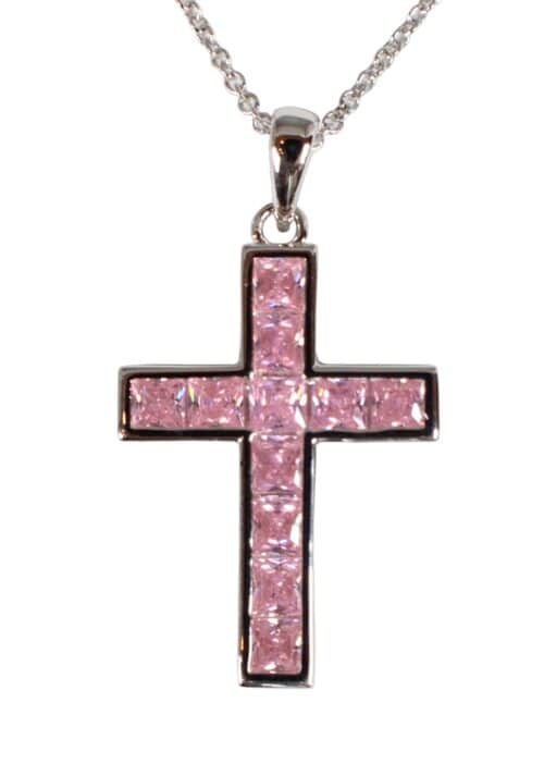Hopeinen rippiristi P209pink