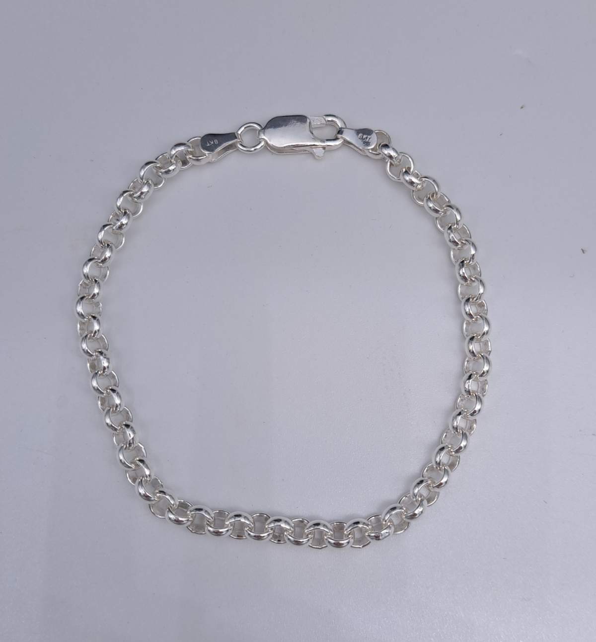 Hopeinen rannekoru papu 19 cm