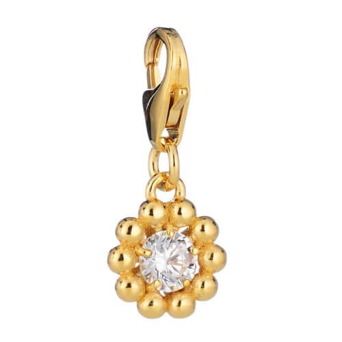 Lumoava Daisy charm kullattua hopeaa