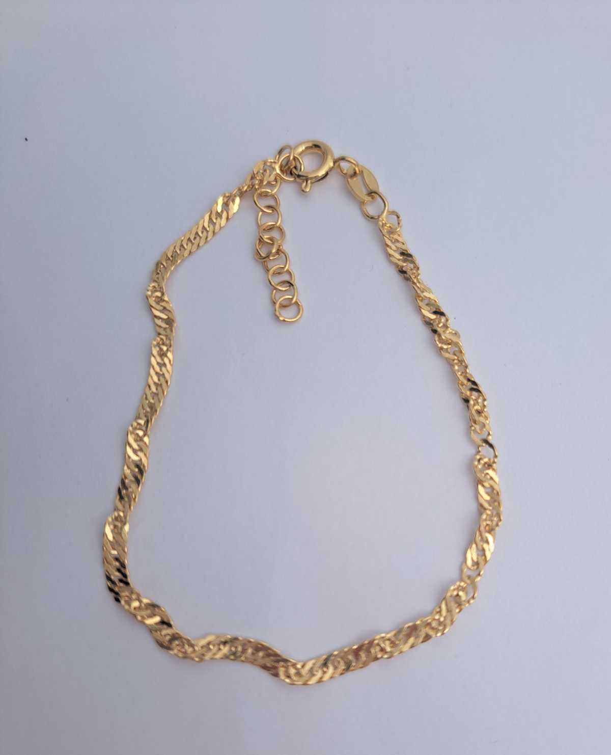 Hopeinen ranneketju Singapore kullattu SING40G 17+3 cm